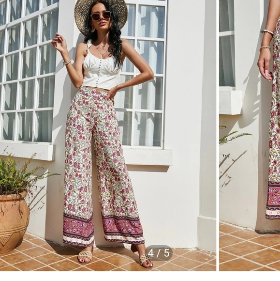SHEIN Pants - NWT floral wide leg pants